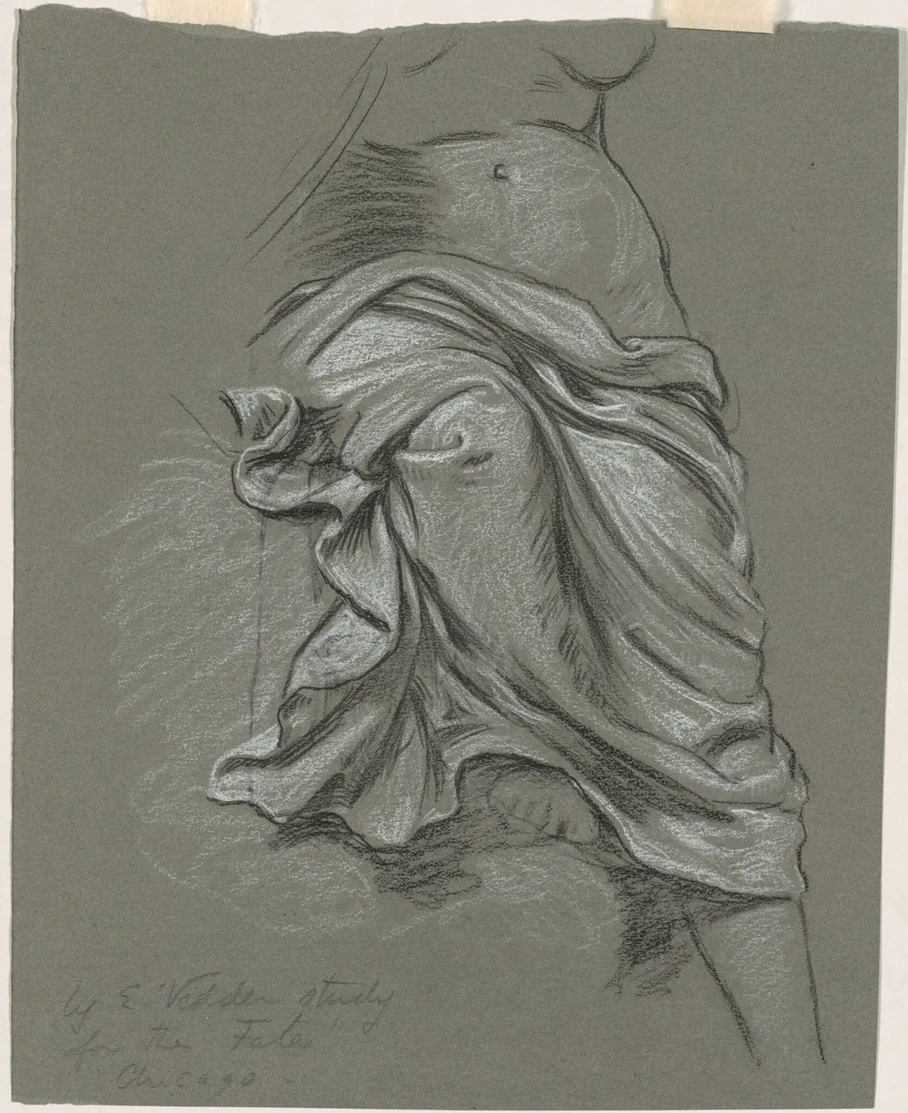 Study for "The Fates Gathering in the Stars", by Elihu Vedder, charcoal, 1886