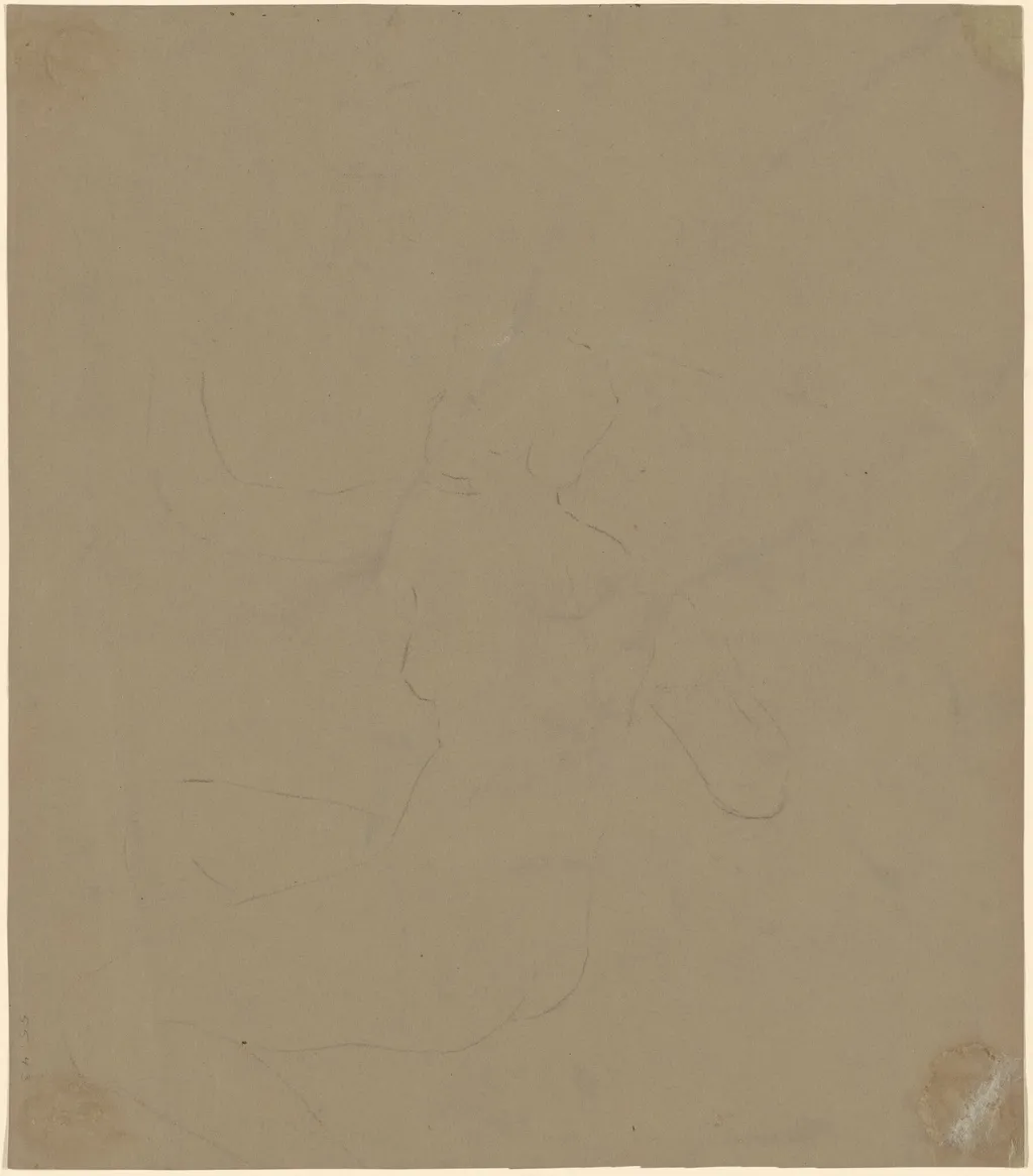 Study of a Female Nude, by Elihu Vedder, charcoal, 1892