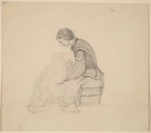 Study of a Girl Reading, by Elihu Vedder