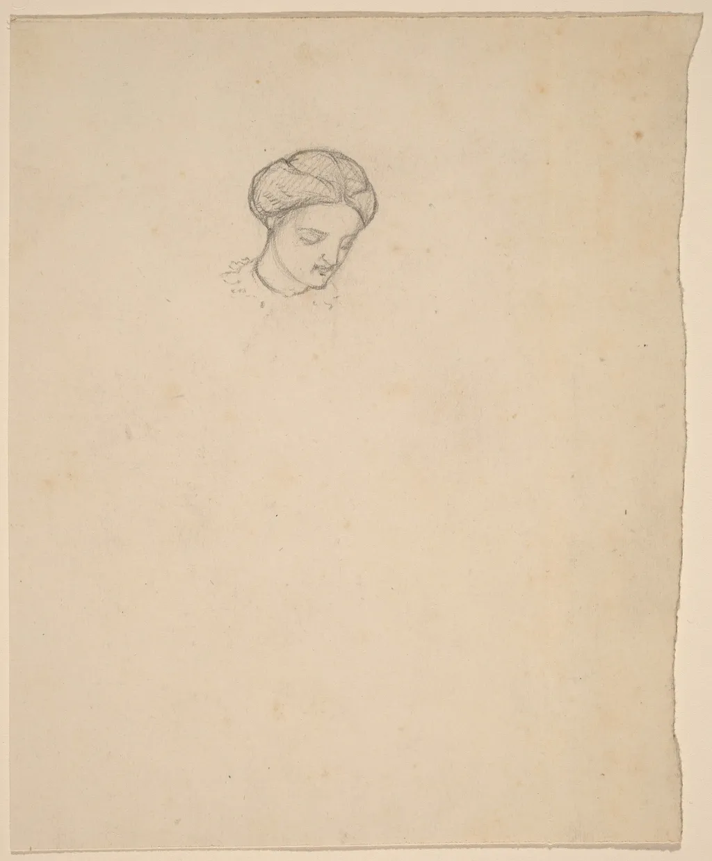 Study of a Girl's Head, by Elihu Vedder, graphite, 1858