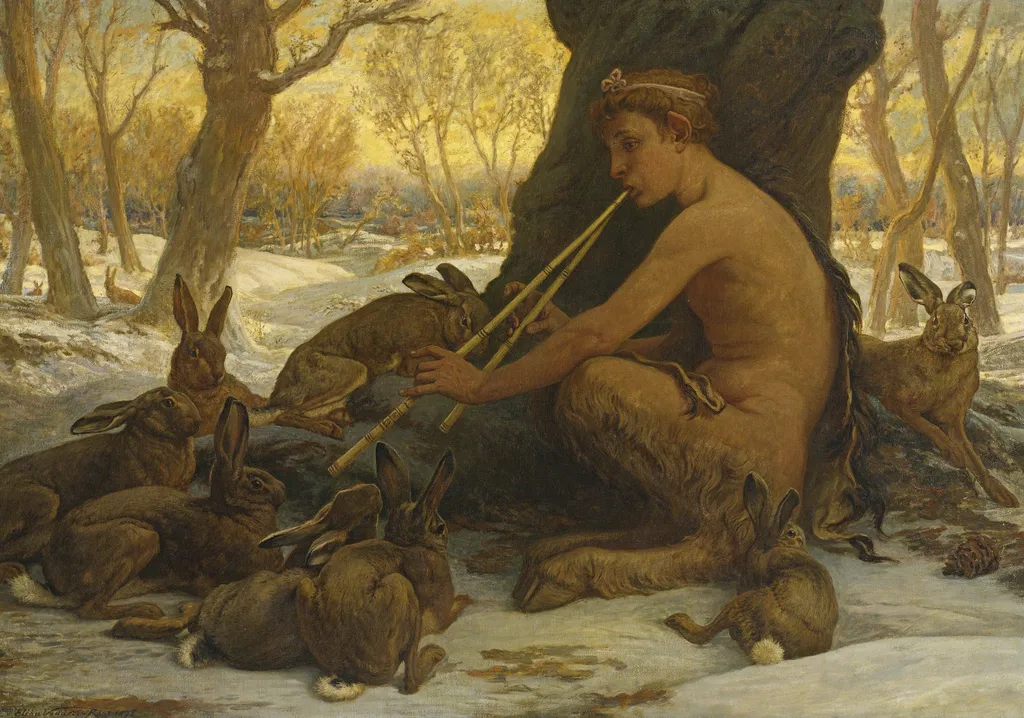 Young Marsyas (Marsyas Enchanting the Hares), by Elihu Vedder, oil, 1890