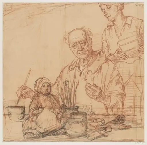 Study for a painting entitled 'The Doll's Hospital', by Elijah Albert Cox