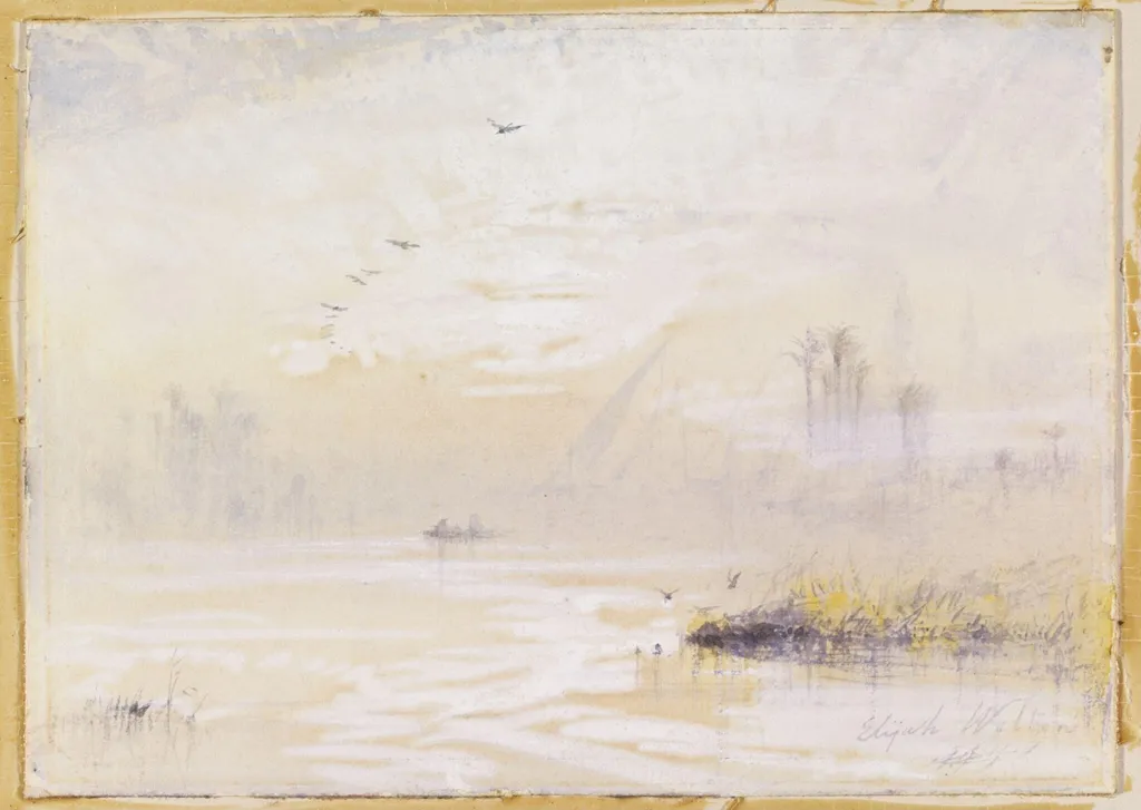 Nile view, early morning, by Elijah Walton, watercolor, 1870