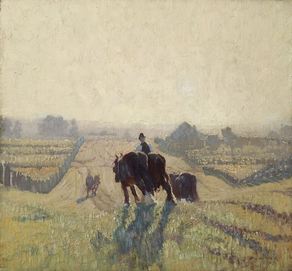 Frosty sunrise, by Elioth Gruner