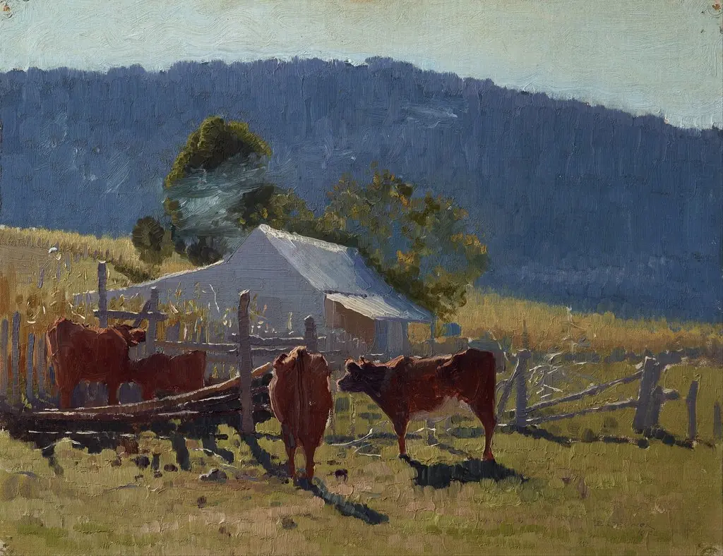 Milking time (Araluen Valley), by Elioth Gruner