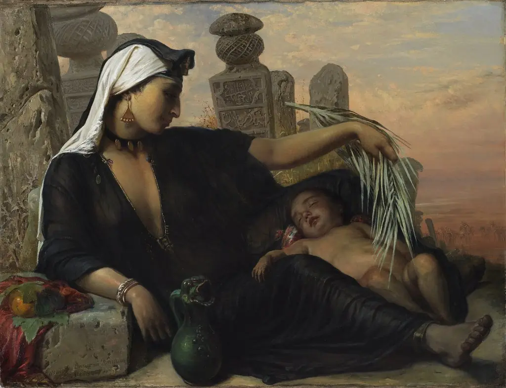 An Egyptian Fellah Woman with her Baby, by Elisabeth Baumann