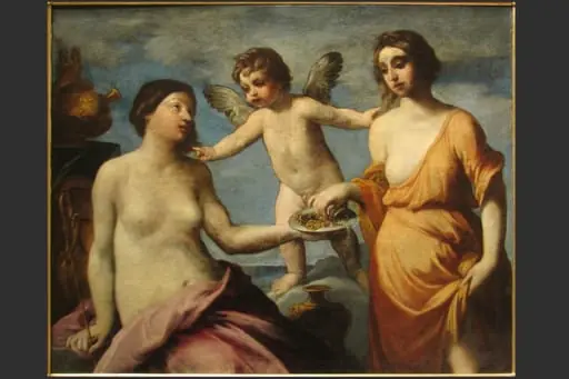 Dărnicia oferind daruri Modestiei, by Elisabetta Sirani