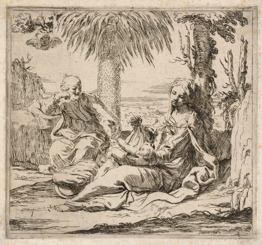 Rest on the Flight into Egypt, by Elisabetta Sirani, 1660