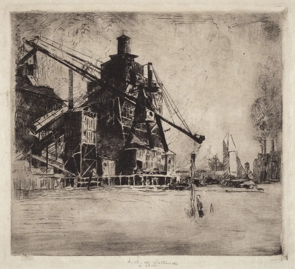 Otto Coke and Coal Hoist, by Elisha Kent Kane Wetherill, ink, 1914