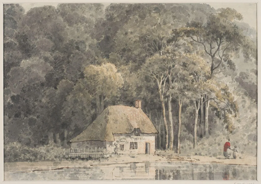 Cottage by a Lakeside, Somerset, by Elizabeth Grace Knight, watercolor, 1840