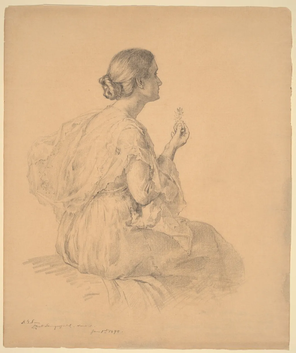 Portrait of the Artist's Wife, by Elliott Daingerfield, graphite, 1898