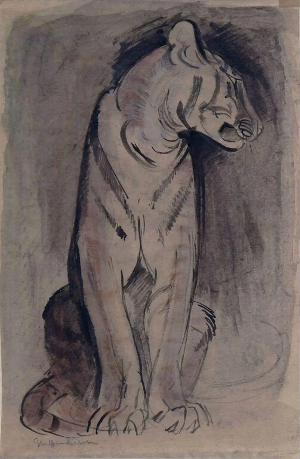Tiger, by Elsie Marian Henderson, watercolor, 1928