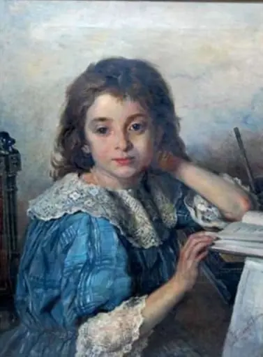 Fetiță studiind, by Emanoil Bardasare-Panaiteanu