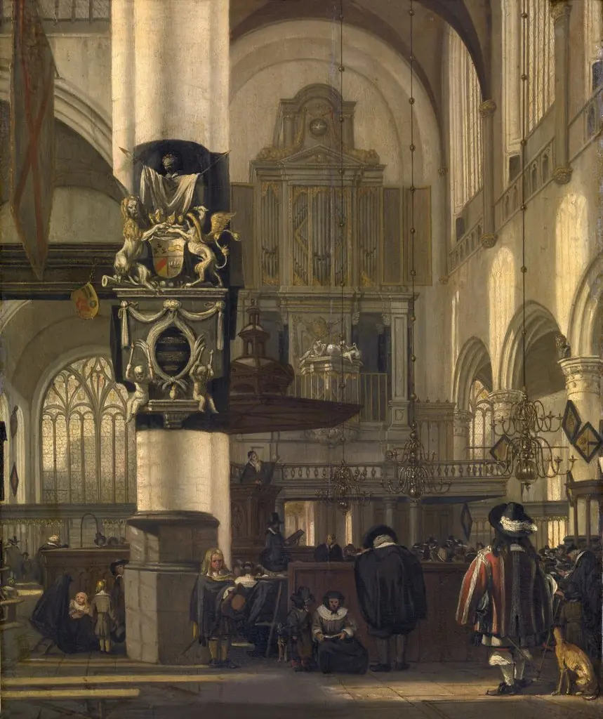 Interior of a protestant church, by Emanuel de Witte