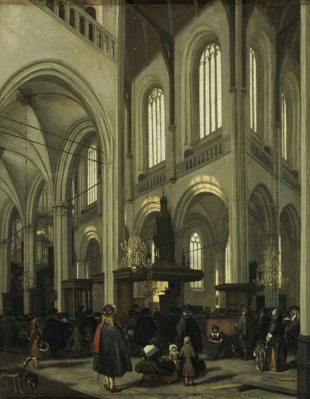 Interior of the Nieuwe Kerk in Amsterdam, by Emanuel de Witte, paint, 1690