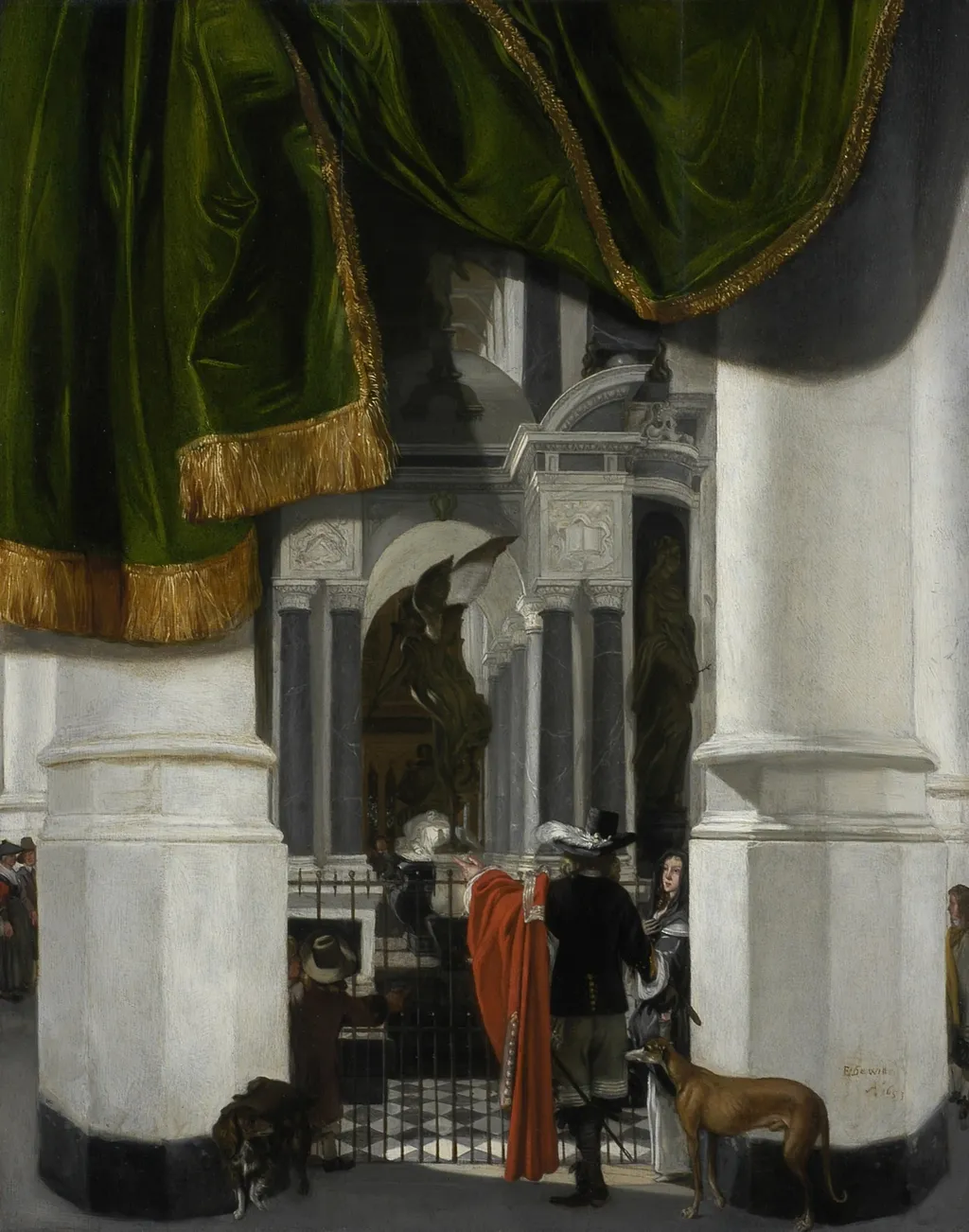 Interior of the Nieuwe Kerk in Delft with the Tomb of William the Silent, by Emanuel de Witte, oil, 1653
