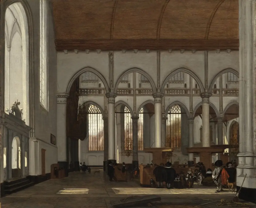 Interior of the Oude Kerk, Amsterdam, by Emanuel de Witte, 1654