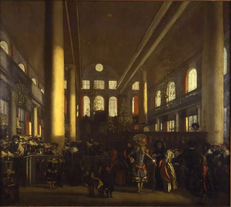 Interior of the Synagogue in Amsterdam, by Emanuel de Witte