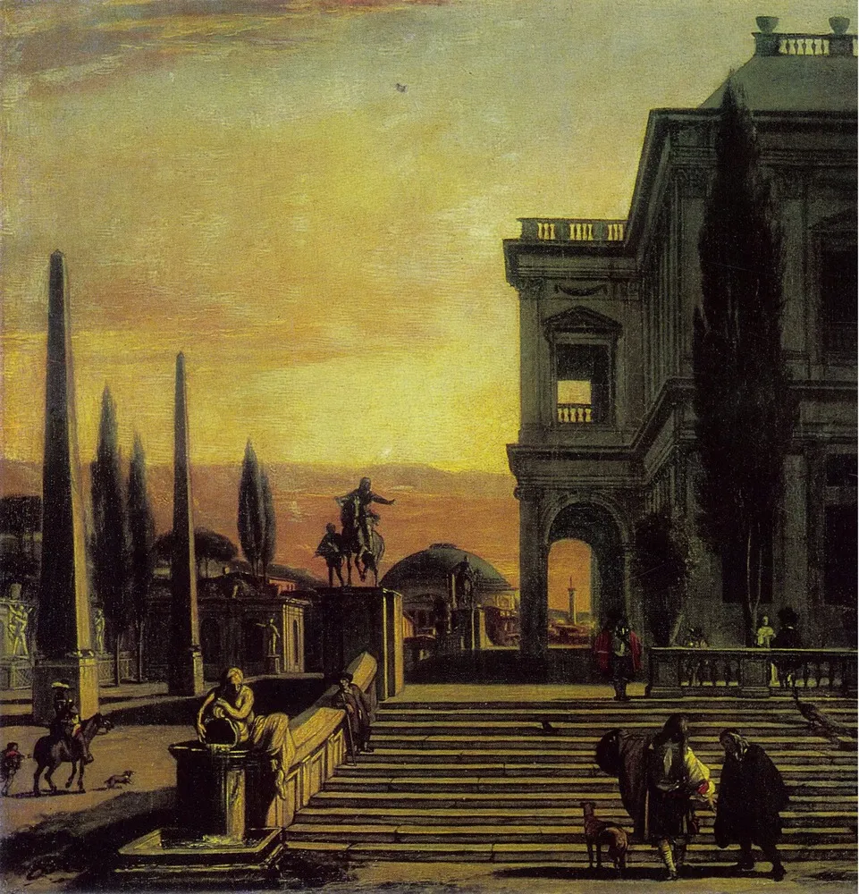 Square in front of the Palace in an Italian Town, by Emanuel de Witte, oil, 1664