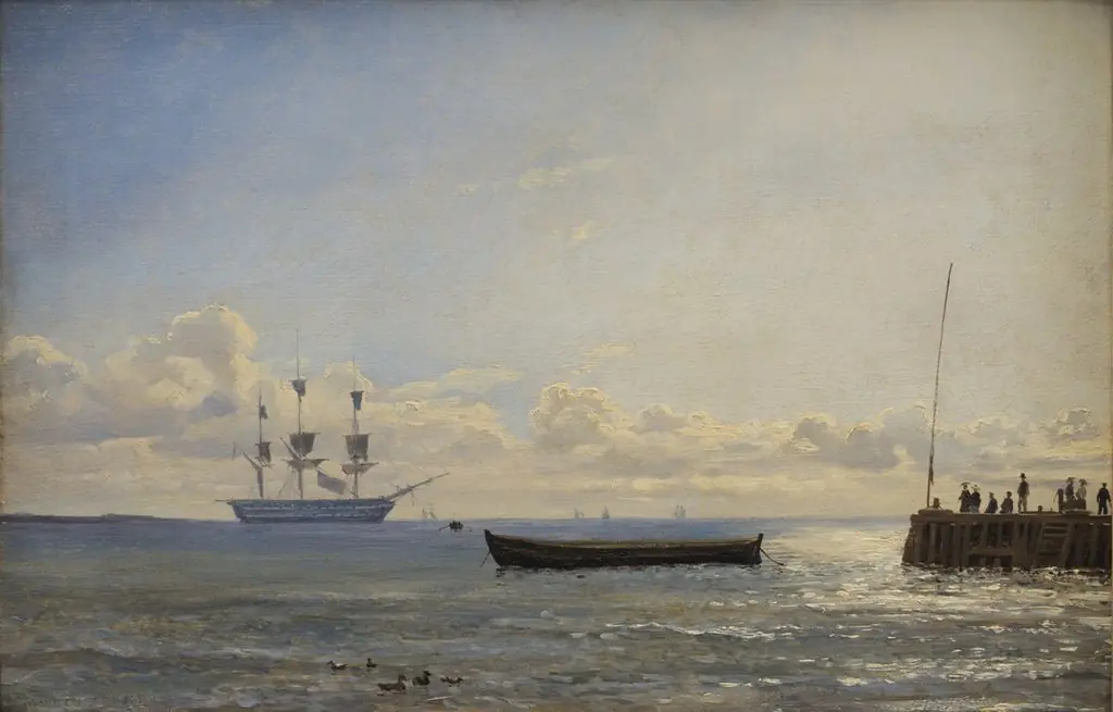 A ship of the line at anchor, by Emanuel Larsen