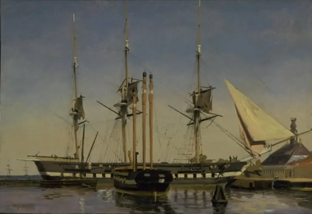 The Fregate "Niels Juel" near the Main Guard on Nyholm, by Emanuel Larsen