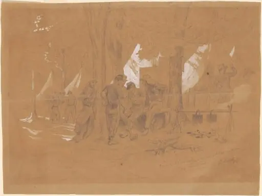 Camp Ellsworth, Near Alexandria—Five Zouaves, by Emanuel Leutze