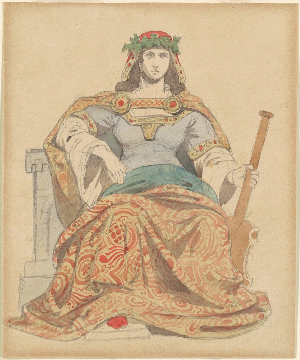 Female Deity, by Emanuel Leutze, graphite, 1854