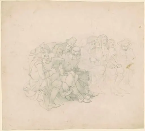 Men in Seventeenth-Century Costumes [recto], by Emanuel Leutze