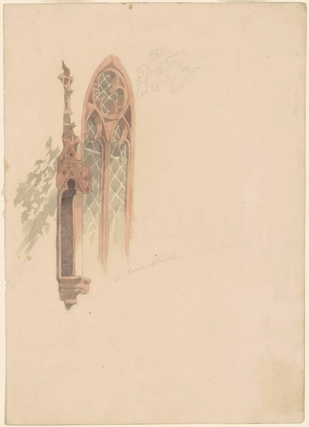St. Peter's Church, by Emanuel Leutze, graphite, 1840