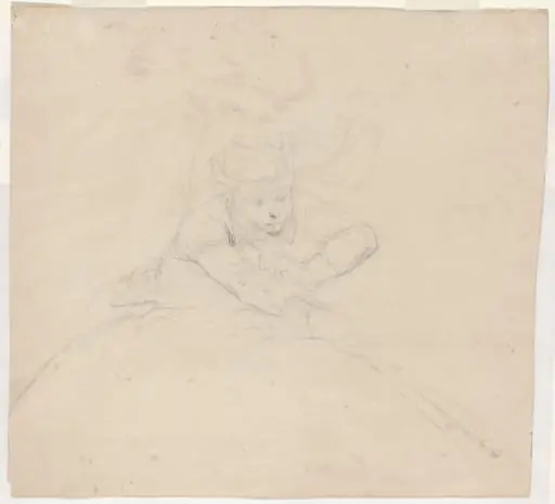 Study of Half-Length Figure with Pole [verso], by Emanuel Leutze