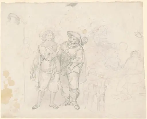 Two Cavaliers [recto], by Emanuel Leutze