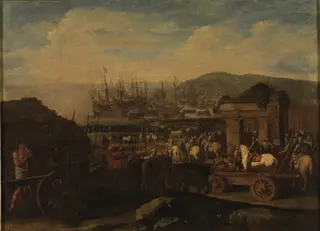 Embarco de tropas de artillería, by Aniello Falcone