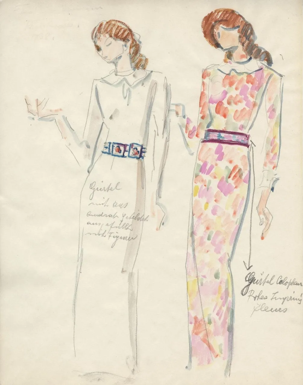 Modeskizze, by Emil Himmelsbach, unspecified, 1938