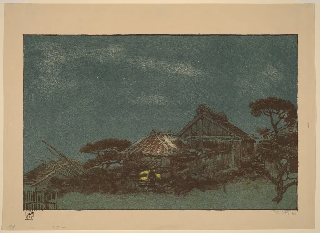 Evening in Fukagawa, by Emil Orlik, ink, 1900