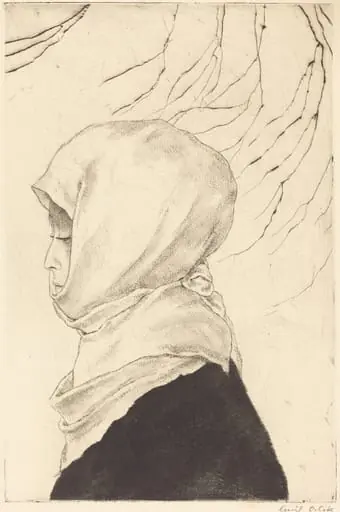 Japanerin im Winterkleid (Japanese Woman in Winter Dress), by Emil Orlik