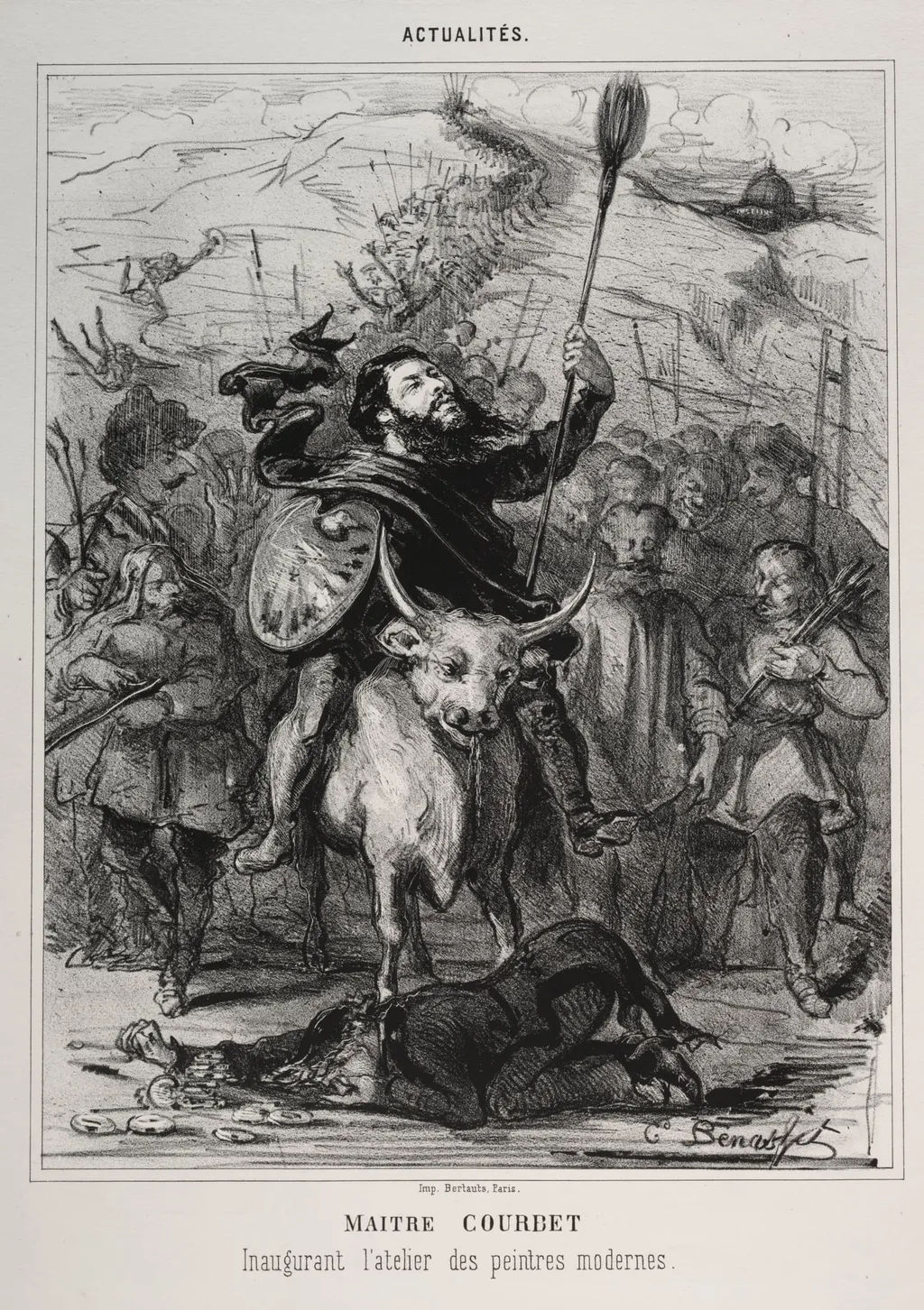 Actualities: Master Courbet Inaugurates the School of Modern Painting, by Émile Bénassit, 1868
