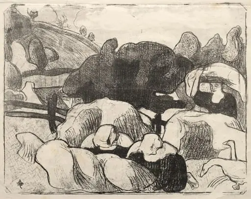 Les Bretonneries: Breton Women Making Haystacks (Bretonnes Faisant les Foins), by Émile Bernard