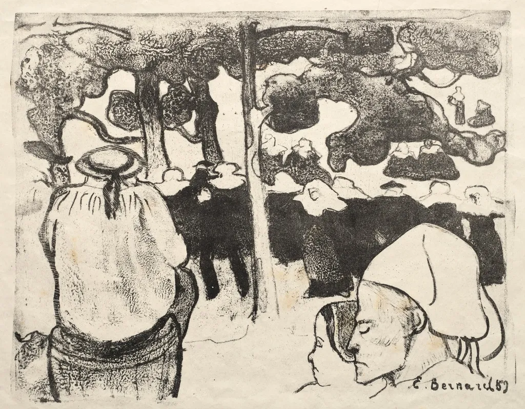 Les Bretonneries: Wedding in Brittany (La Noce en Bretange), by Émile Bernard, 1889