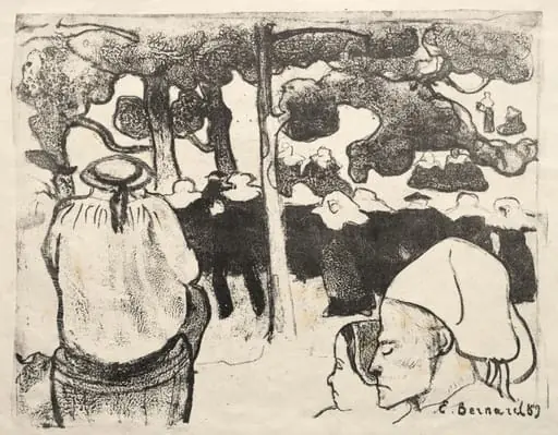 Les Bretonneries: Wedding in Brittany (La Noce en Bretange), by Émile Bernard
