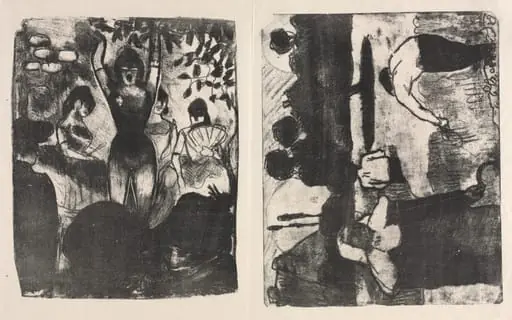 Singer at the Café-Concert and The Harvesters (Les Moissonneurs), by Émile Bernard