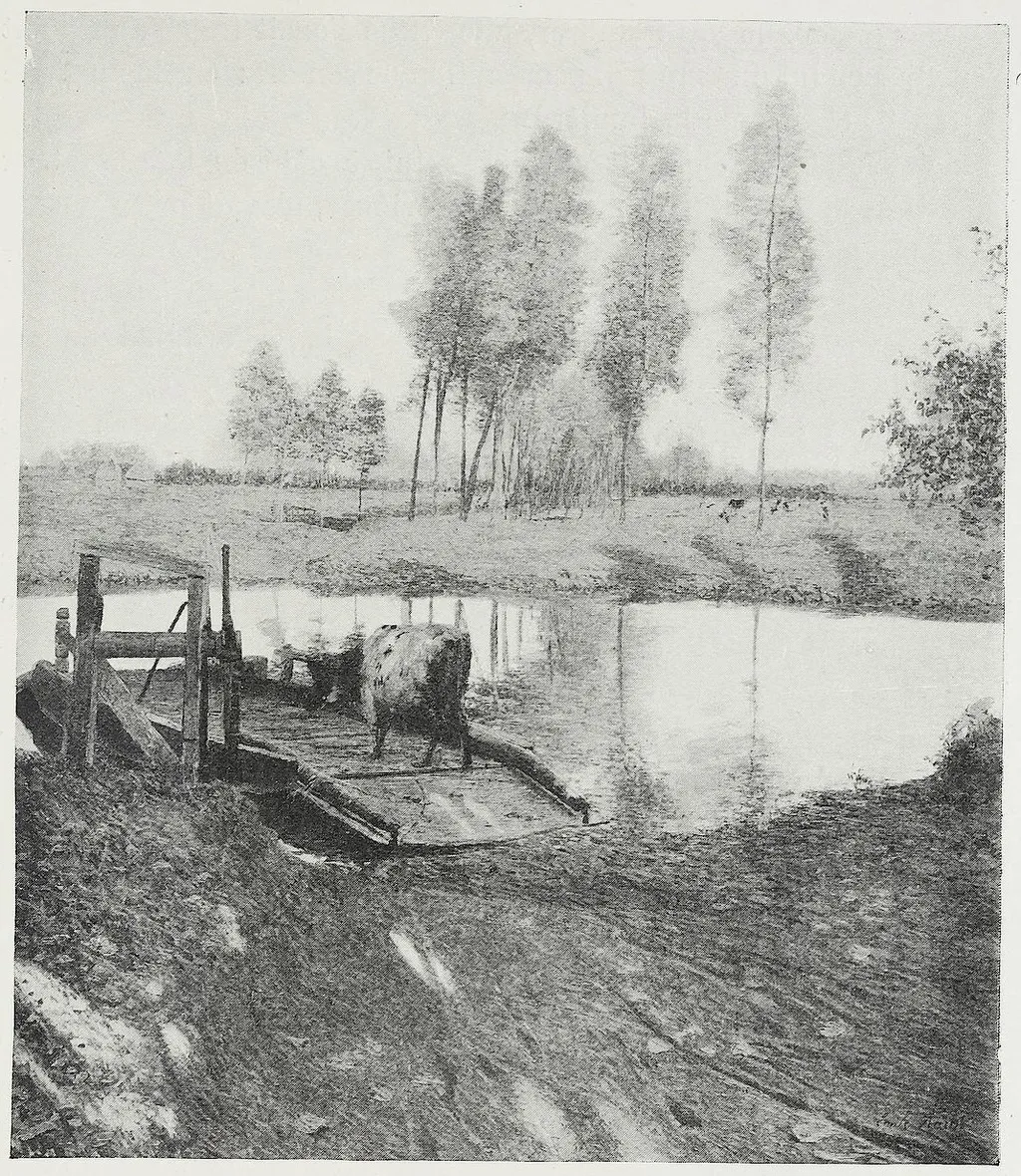 Ferry at Afsnee, by Emile Claus, oil, 1896
