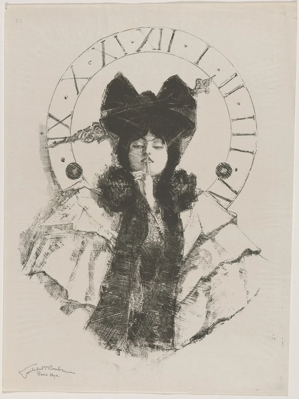 L'Heure (The Hour), by Emile Coulon, ink, 1894