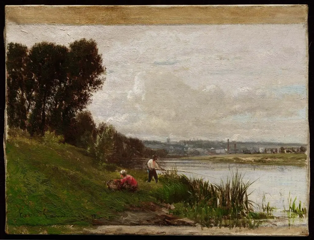 Fishing on the Banks of the Seine, by Émile Lambinet