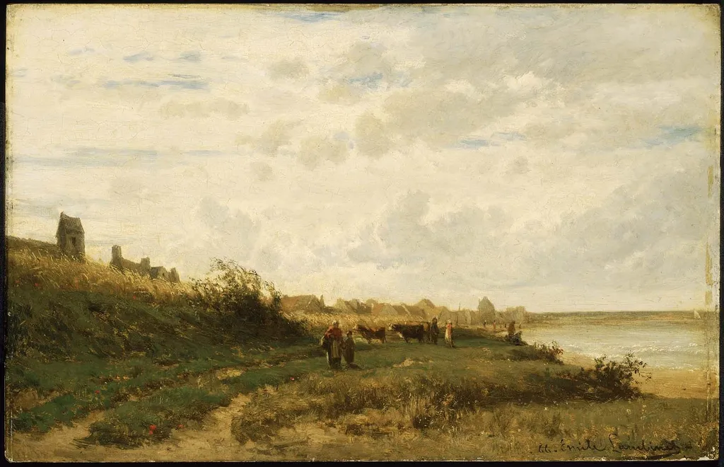 Village on the Sea, by Émile Lambinet, unspecified, 1866
