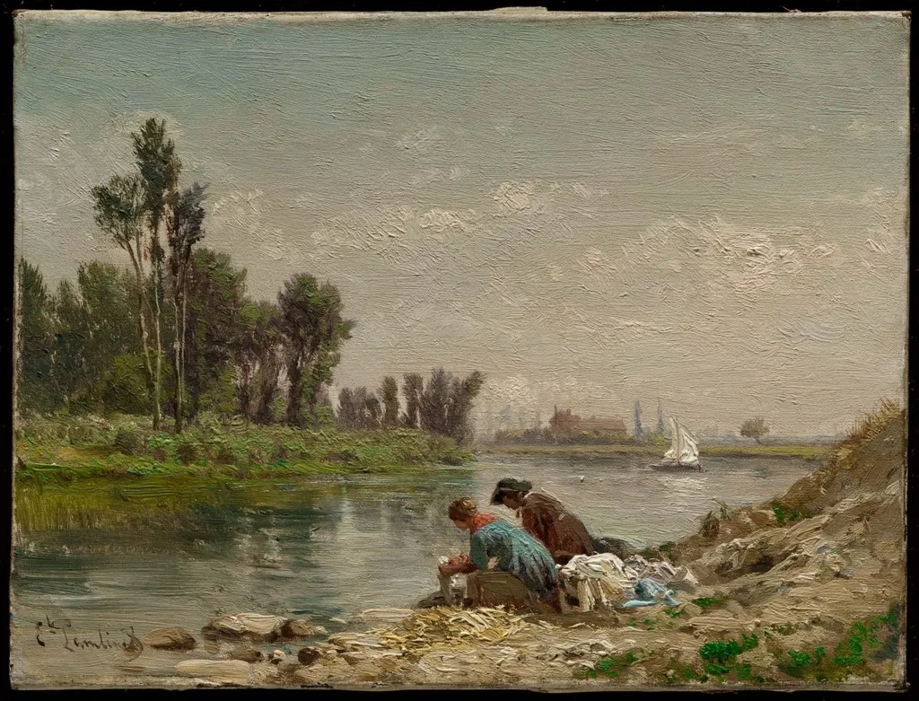 Washerwomen, by Émile Lambinet, oil, 1856