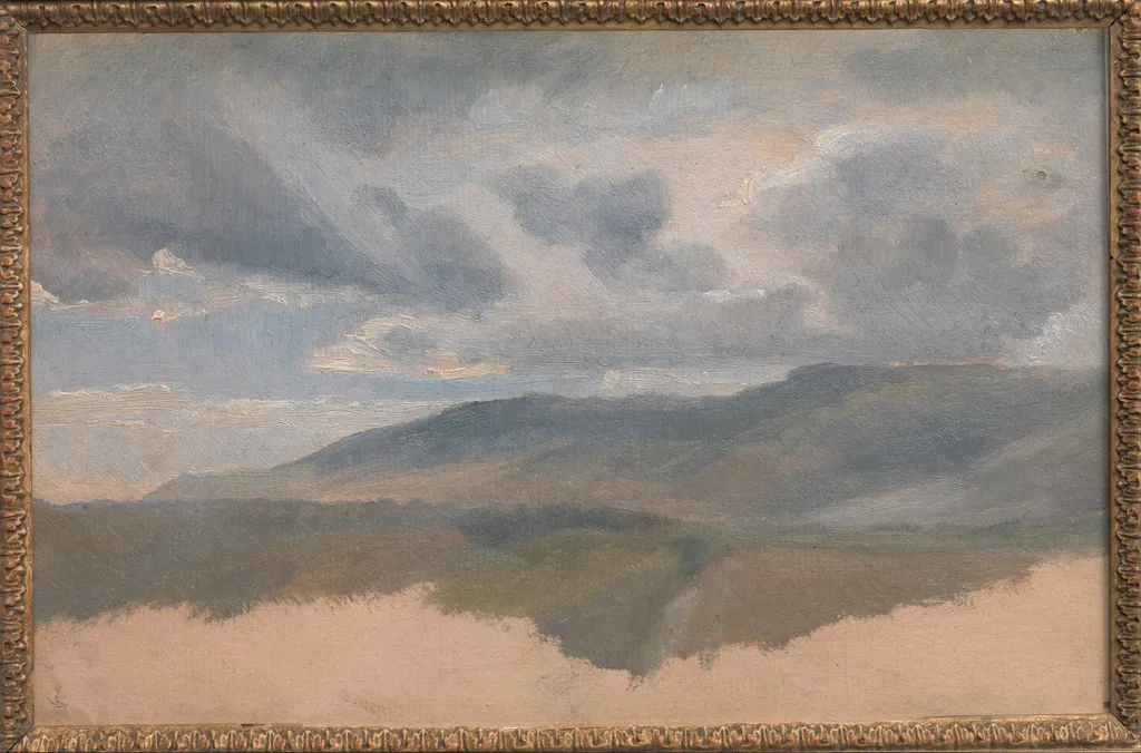 Landscape Study with Clouds, by Emile Loubon, oil, 1829