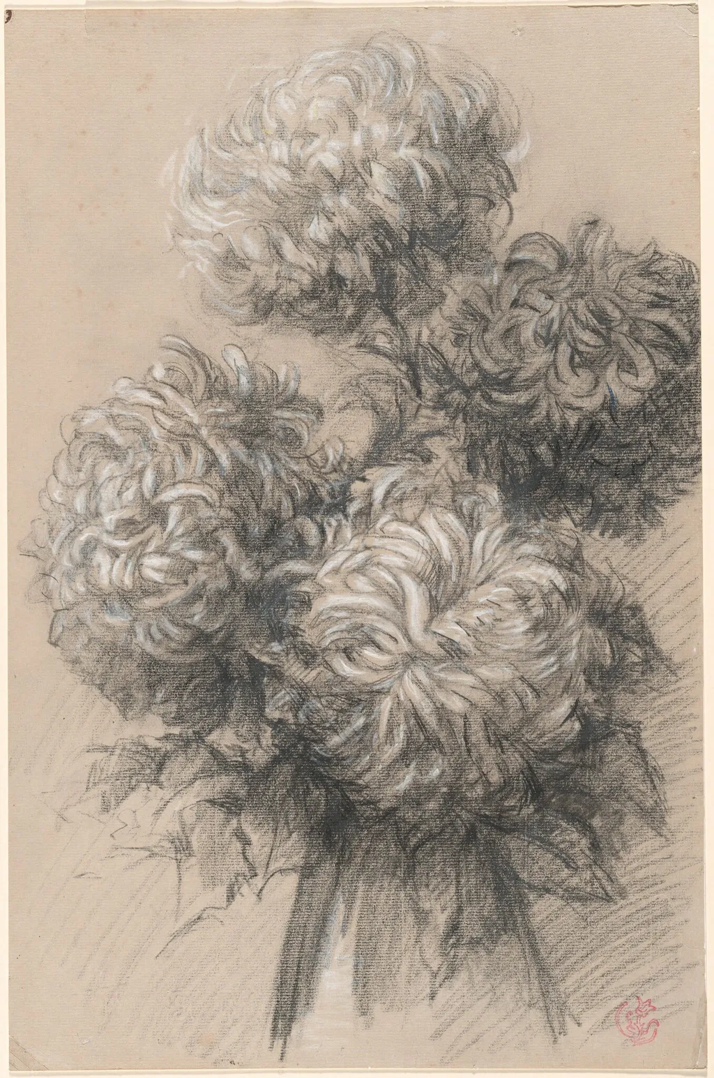 Chrysanthemums, by Emile Schuffenecker, chalk, 1894