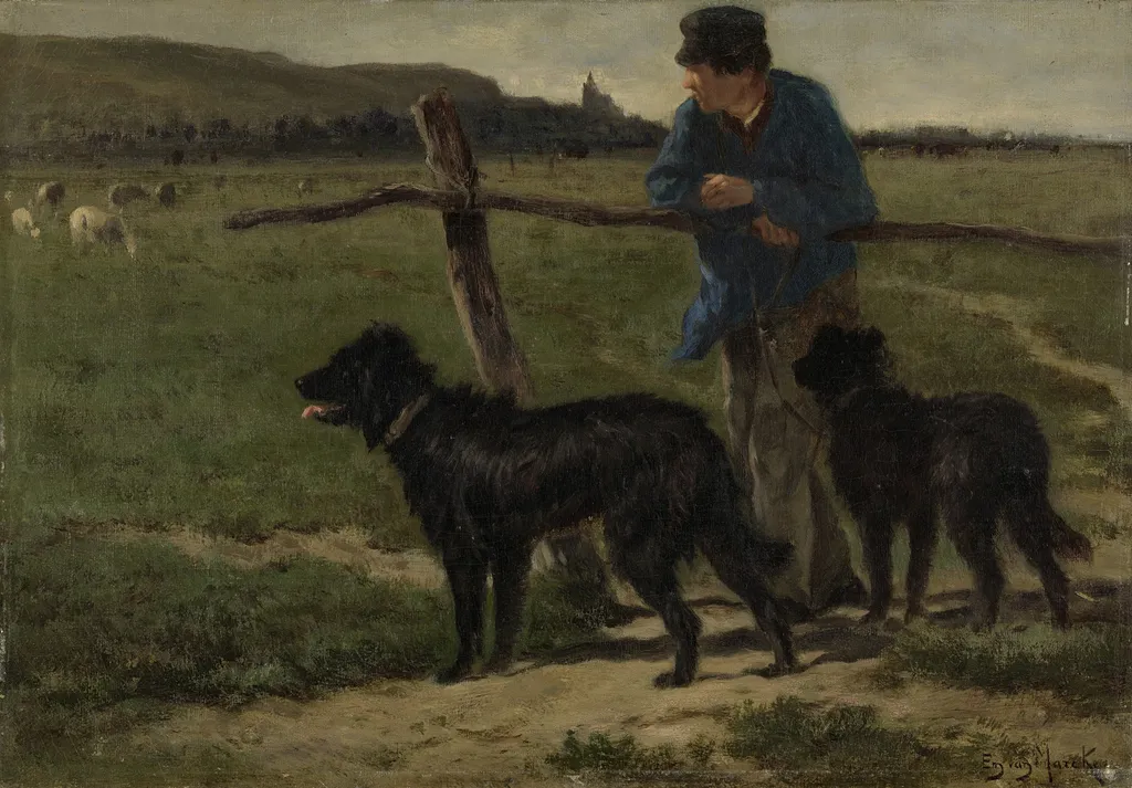 Boer met honden, by Emile van Marcke, oil, 1870