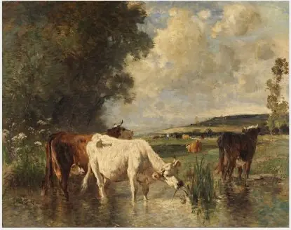 Cows in a Marsh, by Emile van Marcke