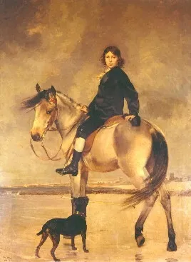 Portrait of Gaëtan de Somzée on horseback, by Emile Wauters, oil, 1892